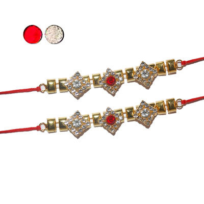 "Stone Studded Rakhi - SR-9260 A-012- (2 RAKHIS) - Click here to View more details about this Product